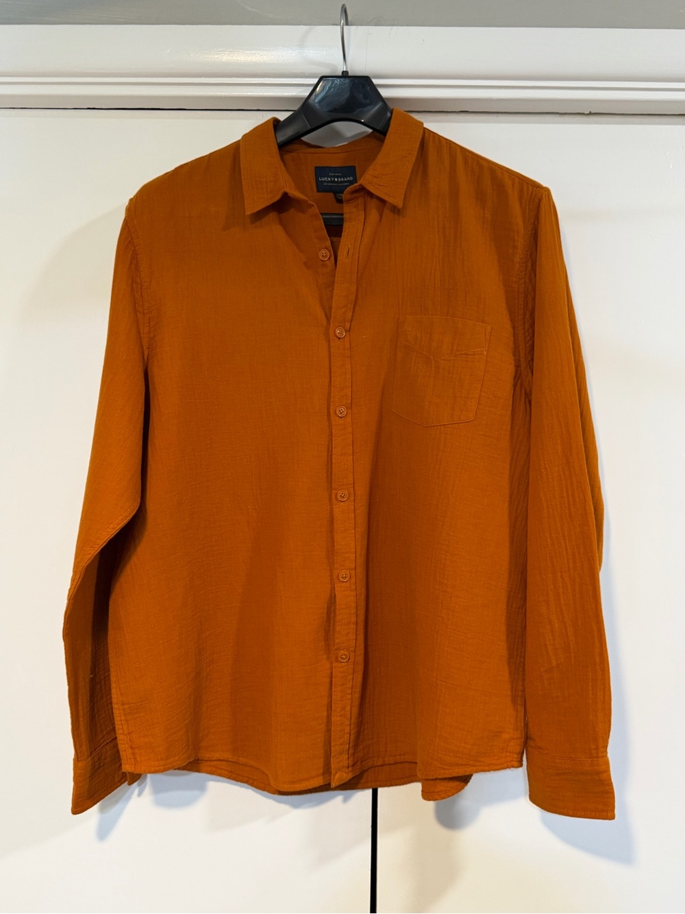 Lucky Brand Men’s XXL Burnt Orange Gauze Button Down Shirt
